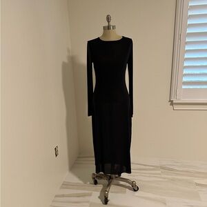 Carbon 38 Long Sleeve Black Mesh Dress